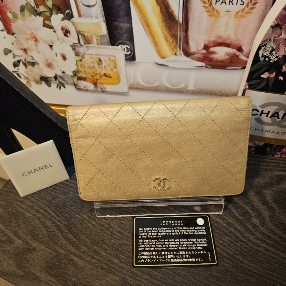 Chanel Matelasse Gold Large Bifold Wallet